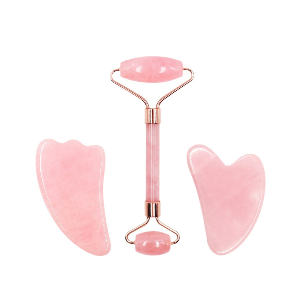 Jade Facial Massager Scraping Board Rose Quartz Roller