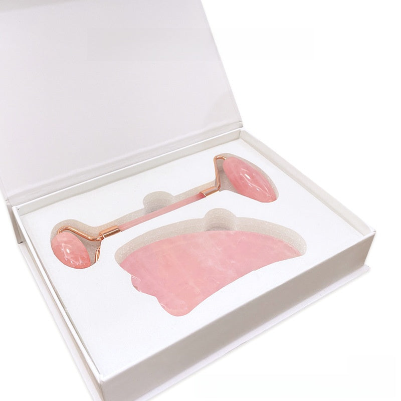 Jade Facial Massager Scraping Board Rose Quartz Roller